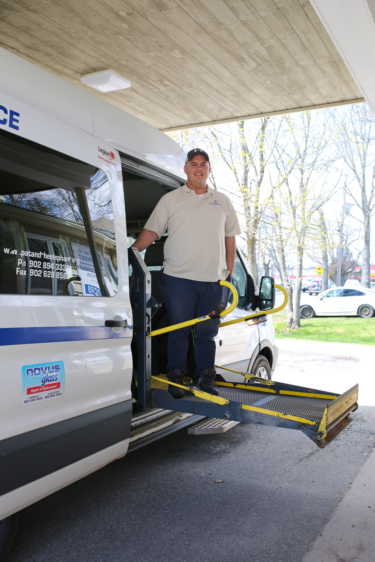 Pat & The Elephant fleet vehicles lined up, multiple accessible vans showing fleet size